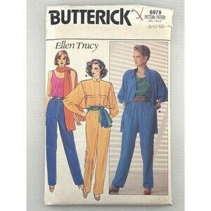 Butterick 6979 Ellen Tracy Misses Shirt Top Pants Sash Pattern Uncut 8-12